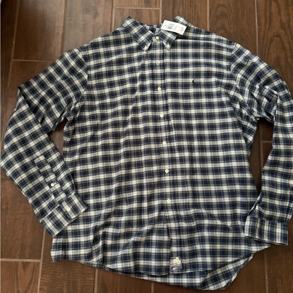 Men's Ralph Lauren Blue Plaid Shirt size xxl